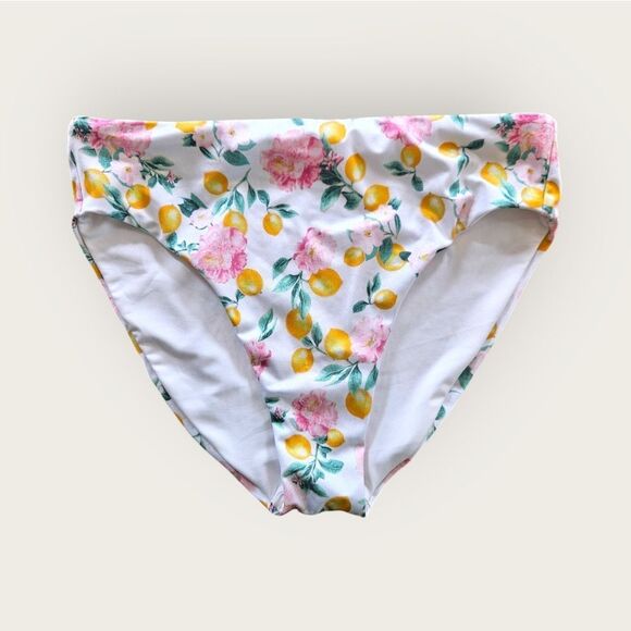 NWOT Victoria's Secret Floral Lemon Blossoms Tropical High Waist Bikini Bottom L - Picture 1 of 7